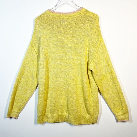 BDG for Urban Outfitters Men’s Size Large Yellow Sweater Light Pink Stripe Trim - Picture 6 of 14
